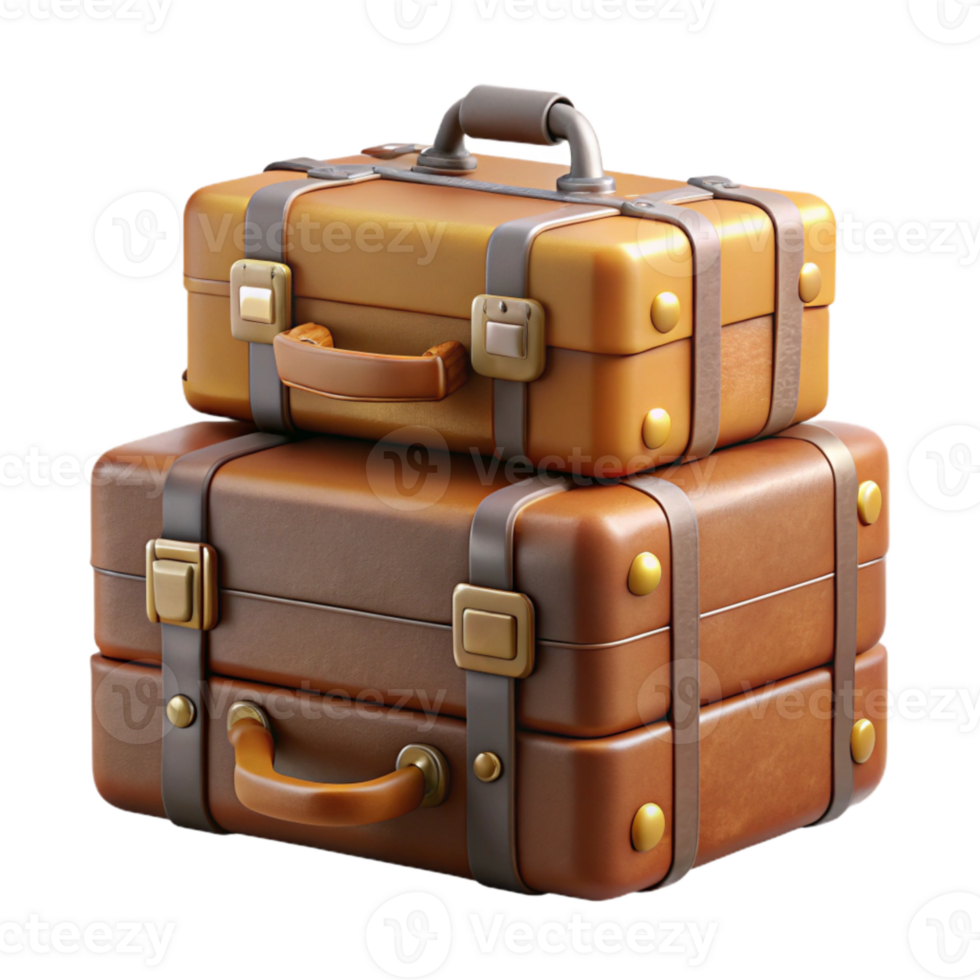 beautiful traditional Vintage Luggage Stacked Neatly Side View Transparent exclusive png