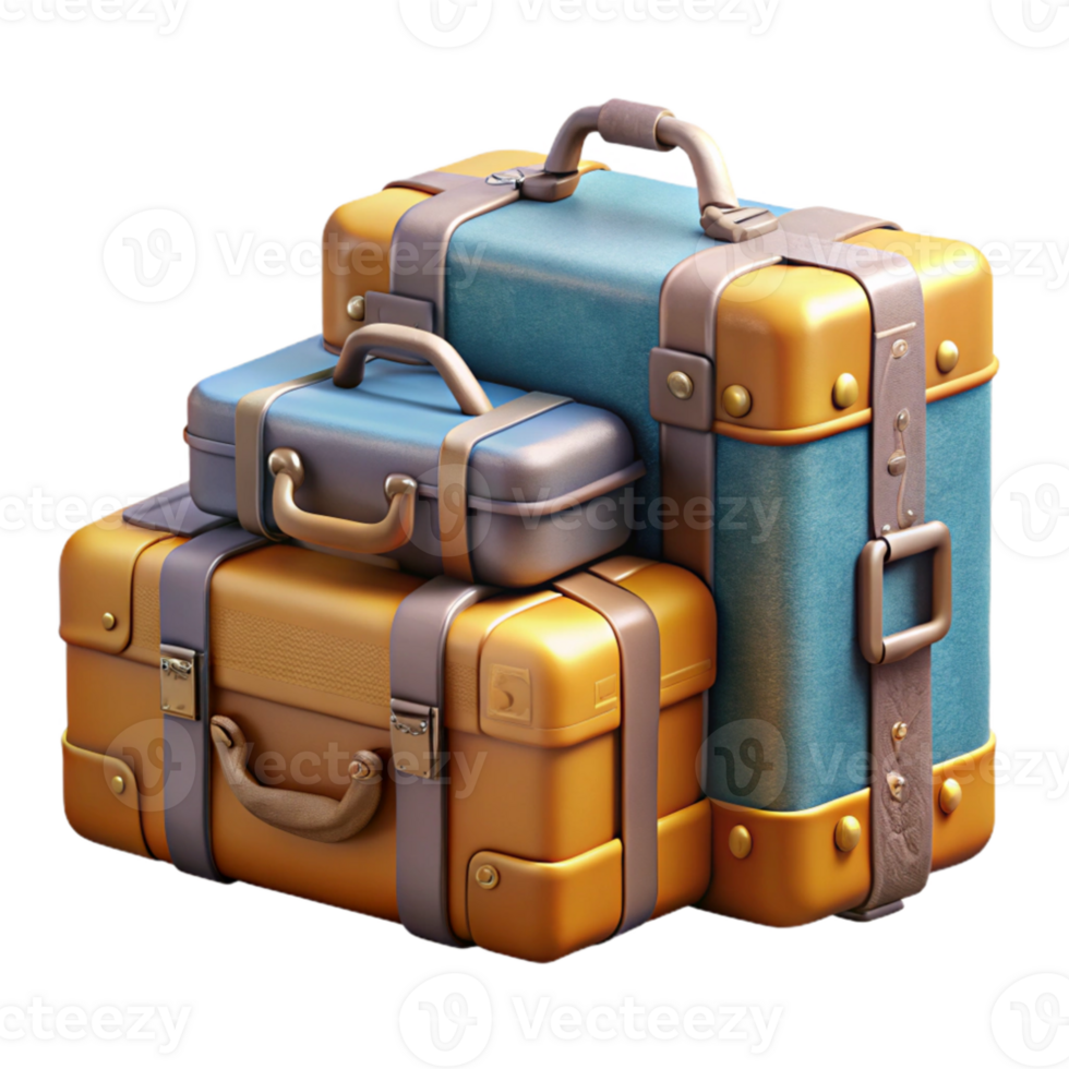 elegant creative Vintage Luggage Set with Stacked Suitcases Transparent Background detailed png