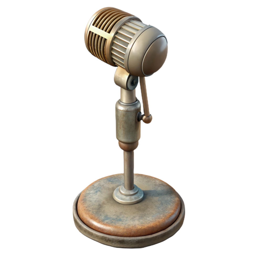 beautiful rustic Vintage Microphone Stand Tripod Base Isolated detailed png
