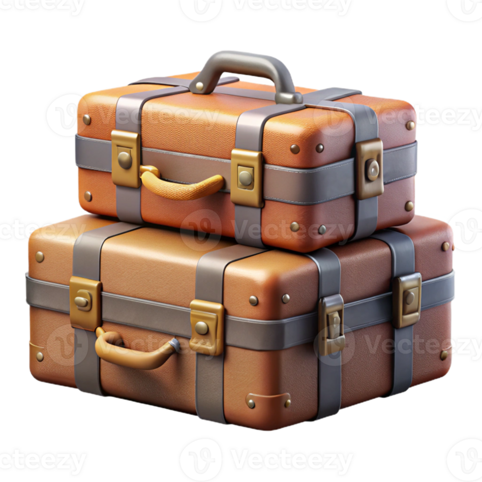 magnificent vintage Vintage Luggage Set with Stacked Suitcases Transparent Background premium png