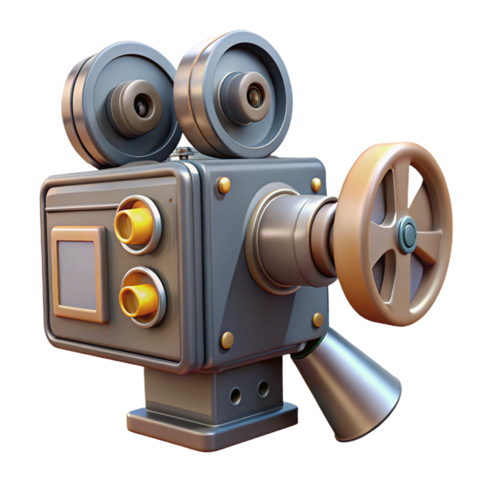 wonderful traditional Vintage Movie Camera with Crank Handle Transparent professional png