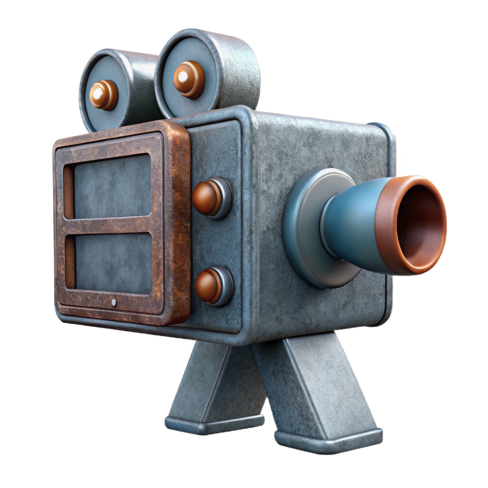 serene minimalist Vintage Movie Camera Side View Isolated Cutout high resolution png
