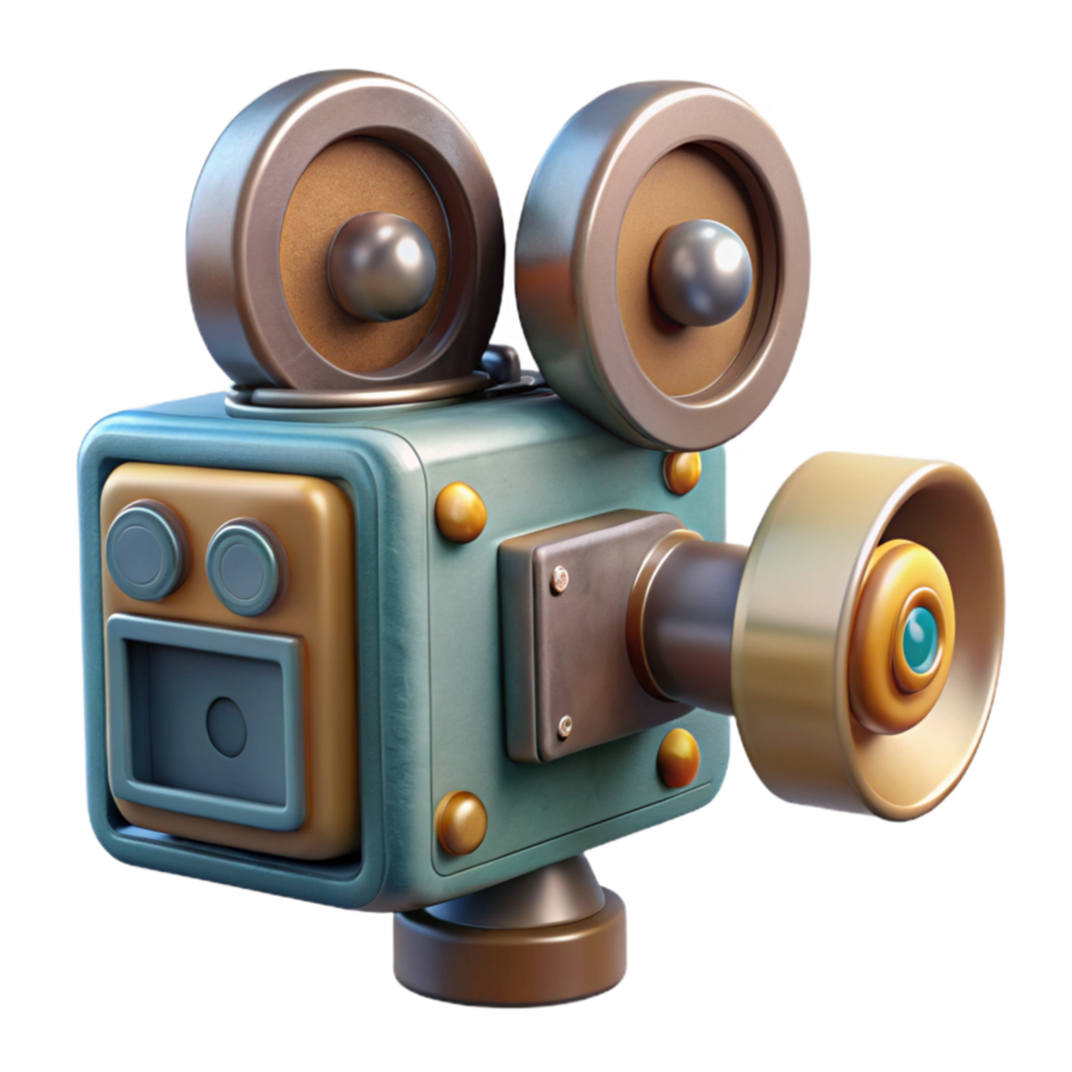 beautiful vintage Vintage Movie Camera with Crank Handle Transparent detailed png