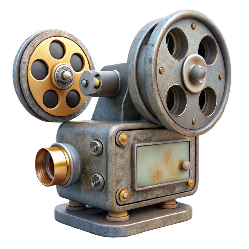 serene artistic Vintage Movie Projector Front View Transparent Background high resolution png
