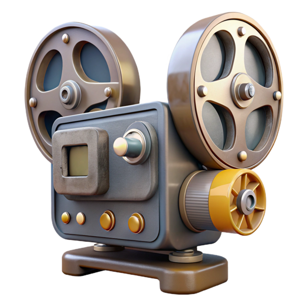 dramatic classic Vintage Movie Projector Front View Transparent Background premium png