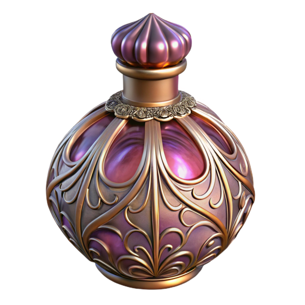 vibrant modern Vintage Perfume Bottle Ornate Design Transparent high quality png