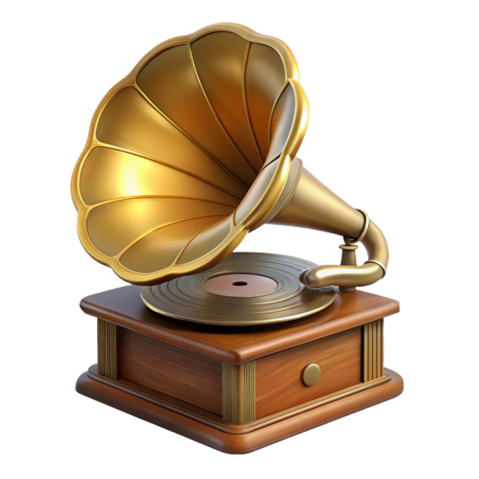 impressive creative Vintage Phonograph Record with Label Transparent Background high resolution png
