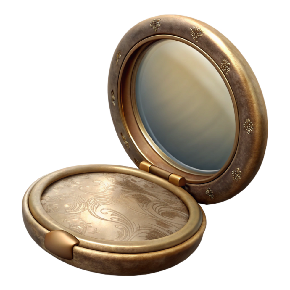 extraordinary minimalist Vintage Pocket Mirror Compact Design Isolated premium png