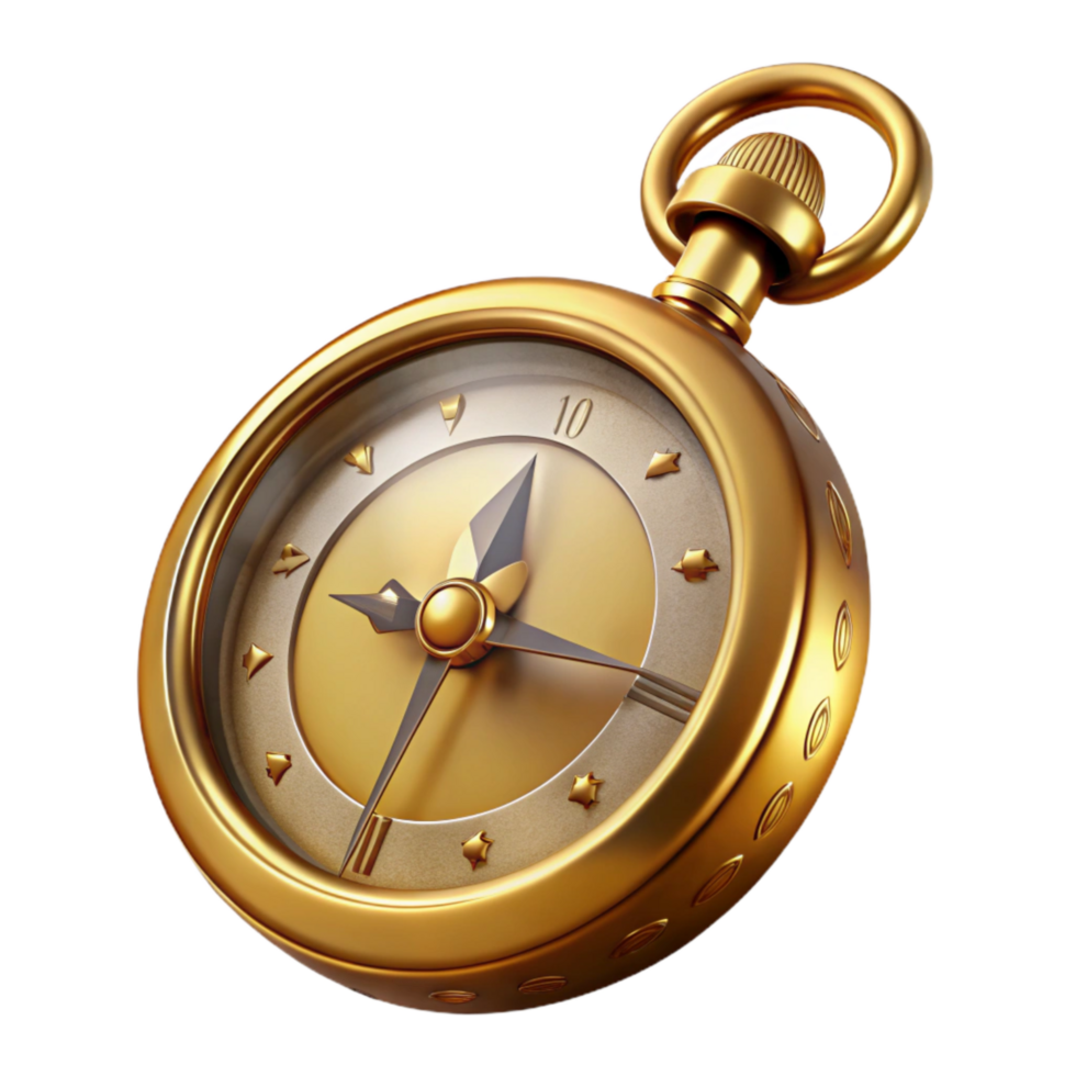 vibrant artistic Vintage Pocket Watch Gold Finish Transparent Background professional png