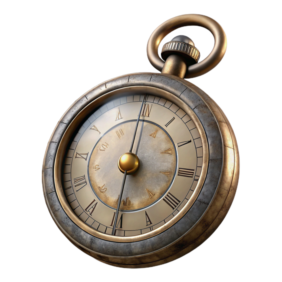 serene rustic Vintage Pocket Watch Front View Transparent authentic png