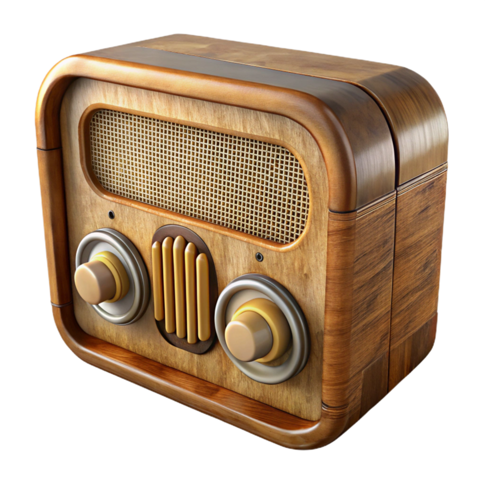 dramatic classic Vintage Radio Front Panel Wooden Case Isolated high quality png