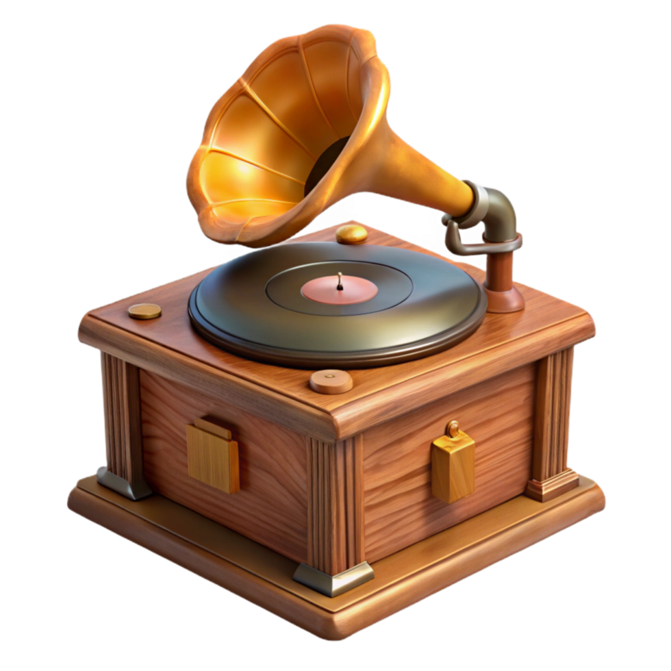 wonderful vintage Vintage Record Player Wood Finish Isolated high quality png