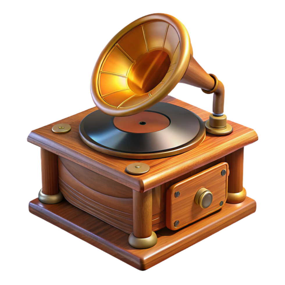 beautiful modern Vintage Record Player Wood Finish Isolated professional png