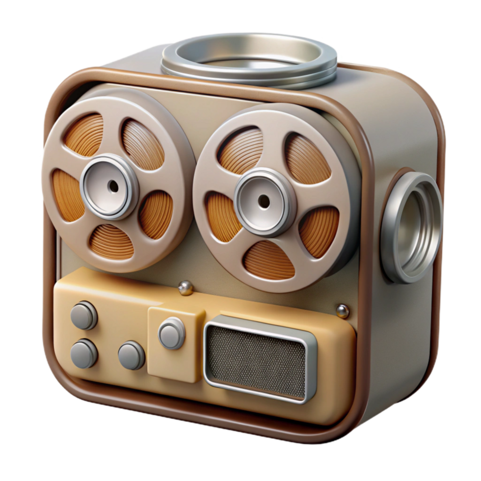 magnificent minimalist Vintage Reel to Reel Tape Recorder Front View Transparent professional png