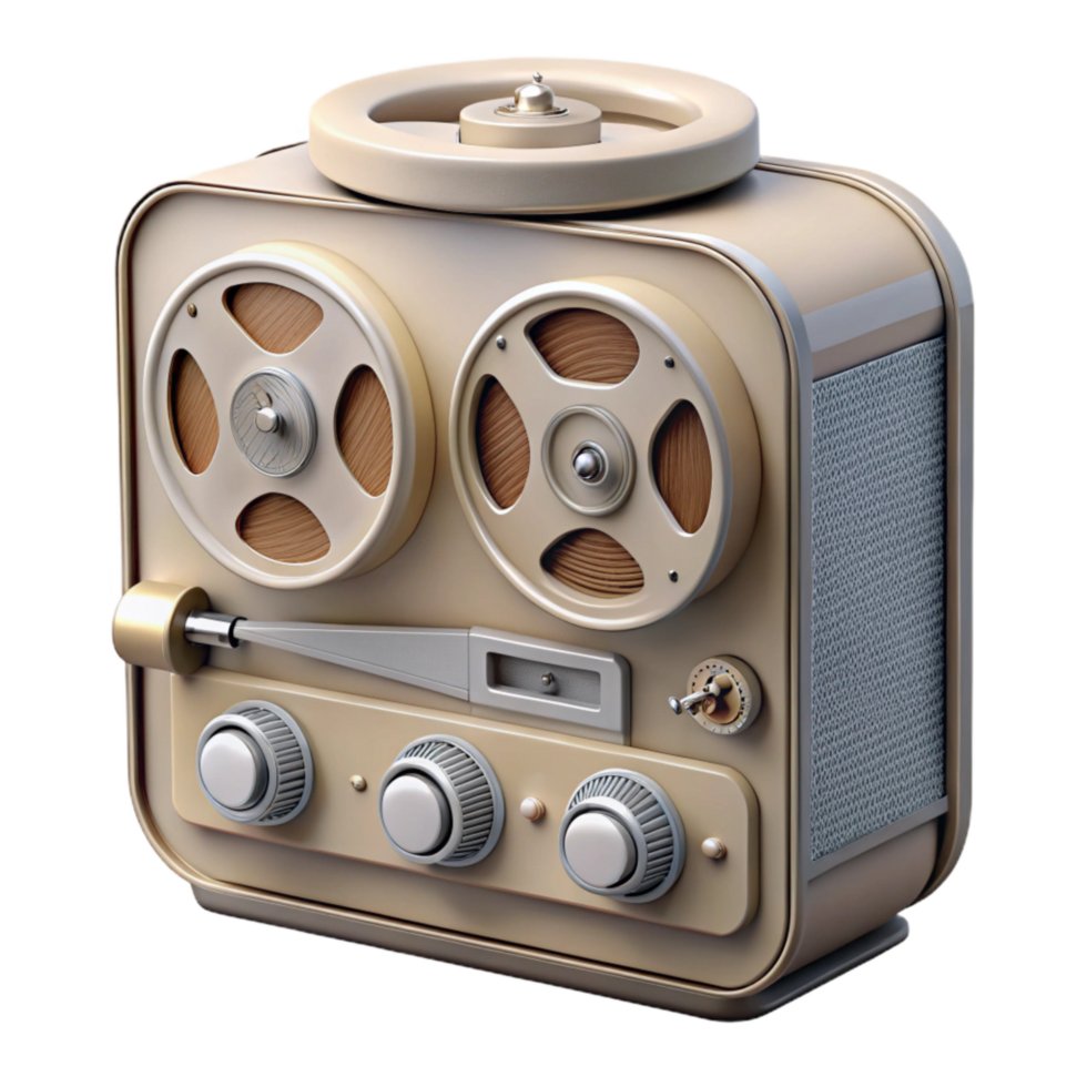 elegant creative Vintage Reel to Reel Tape Recorder Front View Transparent genuine png