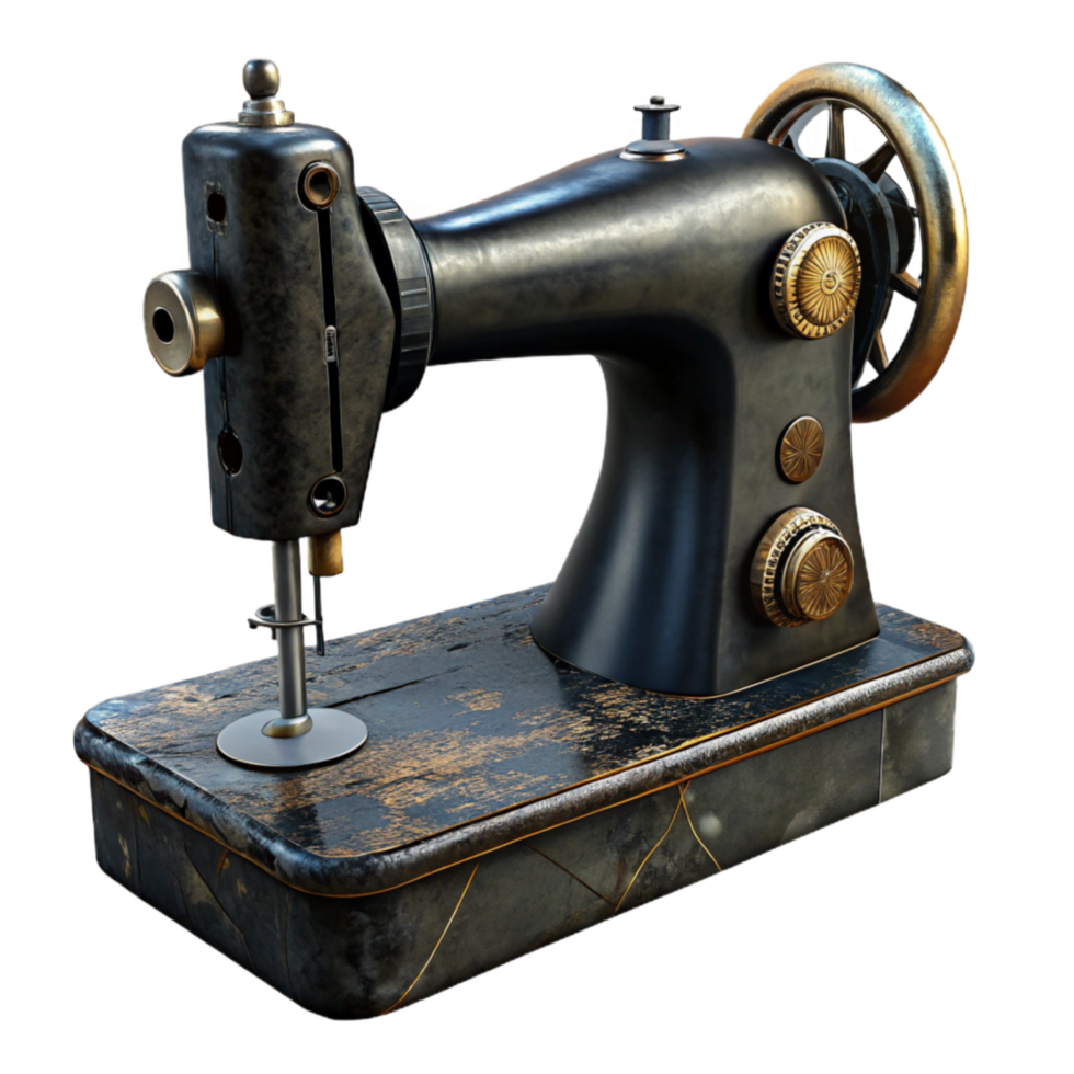 vibrant modern Vintage Sewing Machine Black Isolated on Transparent Background genuine png