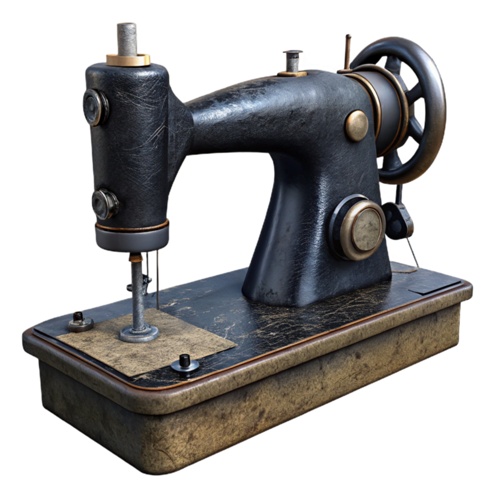 serene modern Vintage Sewing Machine Black Isolated on Transparent Background high quality png