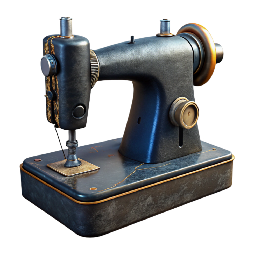 vibrant creative Vintage Sewing Machine Black Isolated on Transparent Background premium png