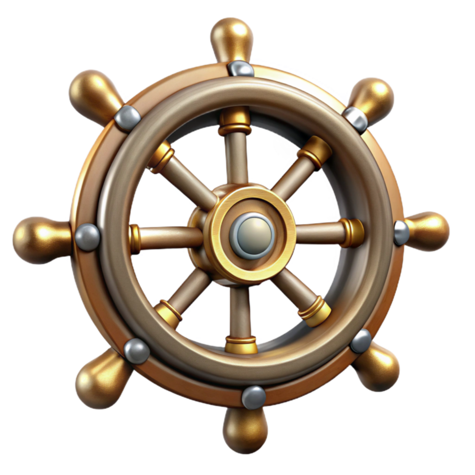 stunning minimalist Vintage Ship Wheel with Spokes Isolated Element genuine png