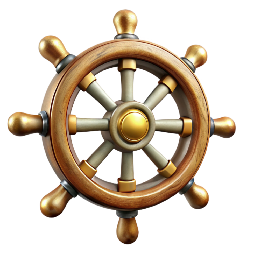 vibrant rustic Vintage Ship Wheel with Spokes Isolated Element original png