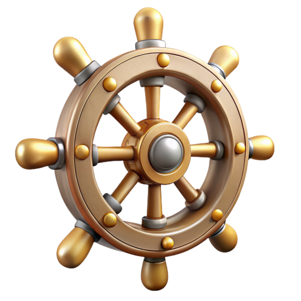 vibrant rustic Vintage Ship Wheel with Spokes Isolated Element premium png