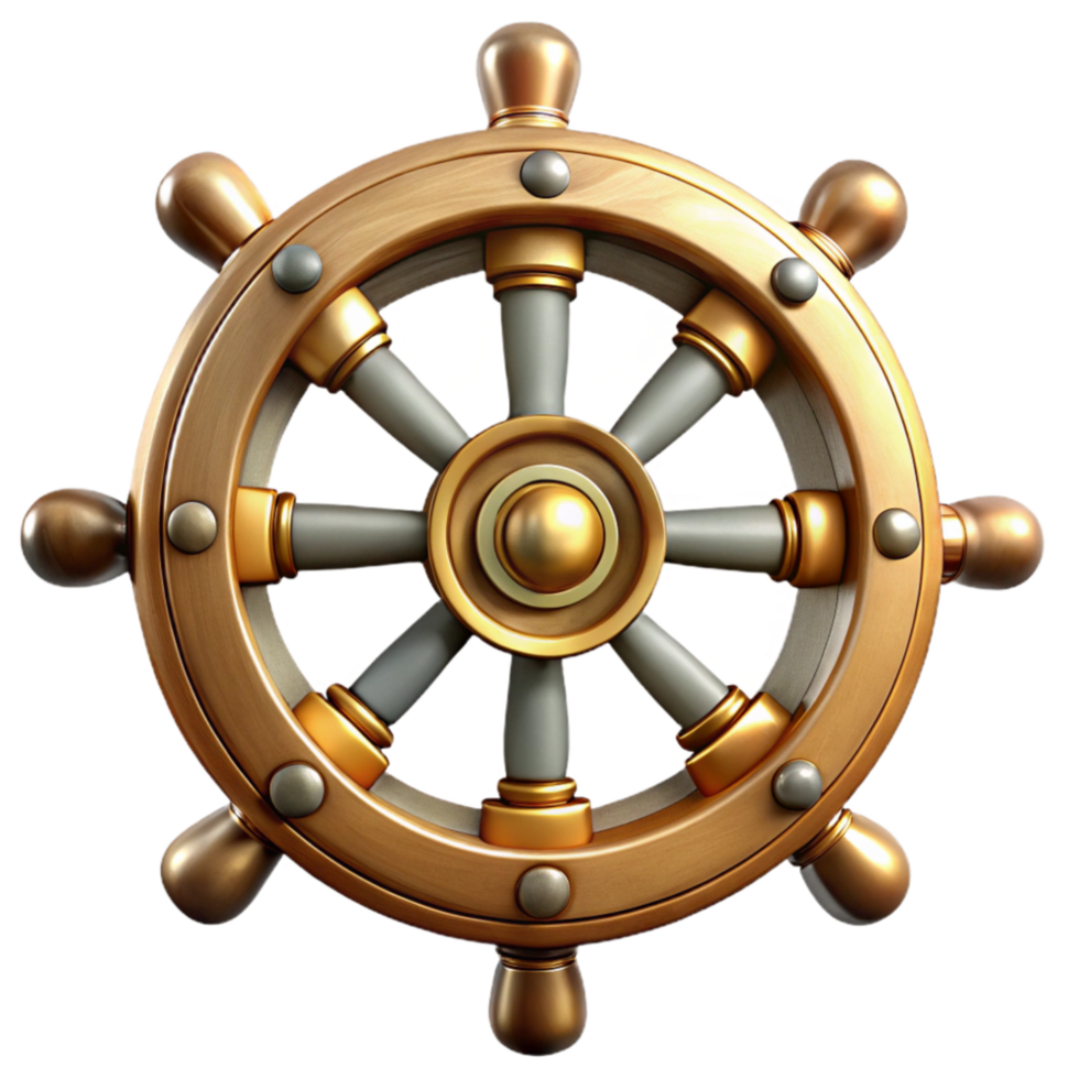 extraordinary rustic Vintage Ship Wheel with Spokes Isolated Element authentic png