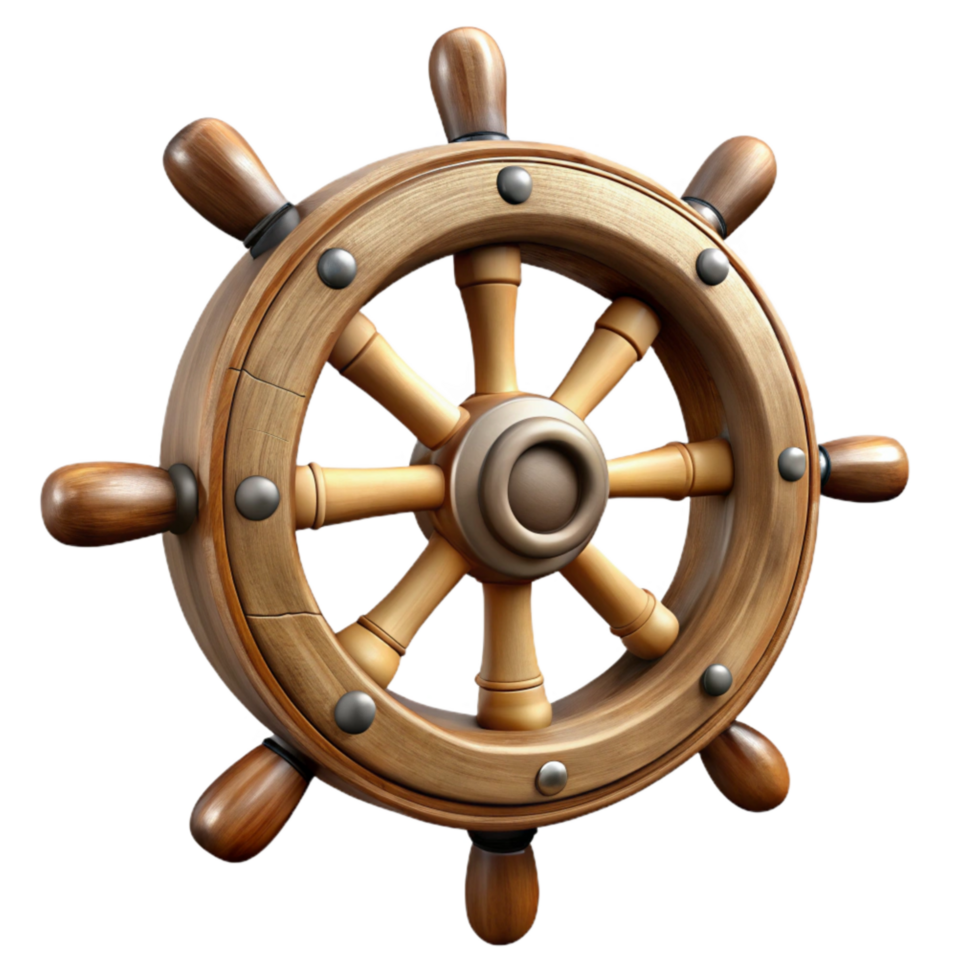 wonderful minimalist Vintage Ship Wheel with Spokes Isolated Element genuine png