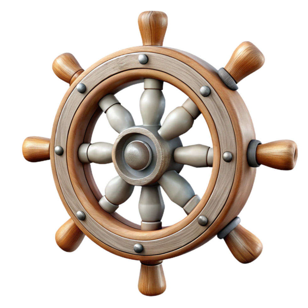 elegant classic Vintage Ship Wheel with Spokes Isolated Element high resolution png