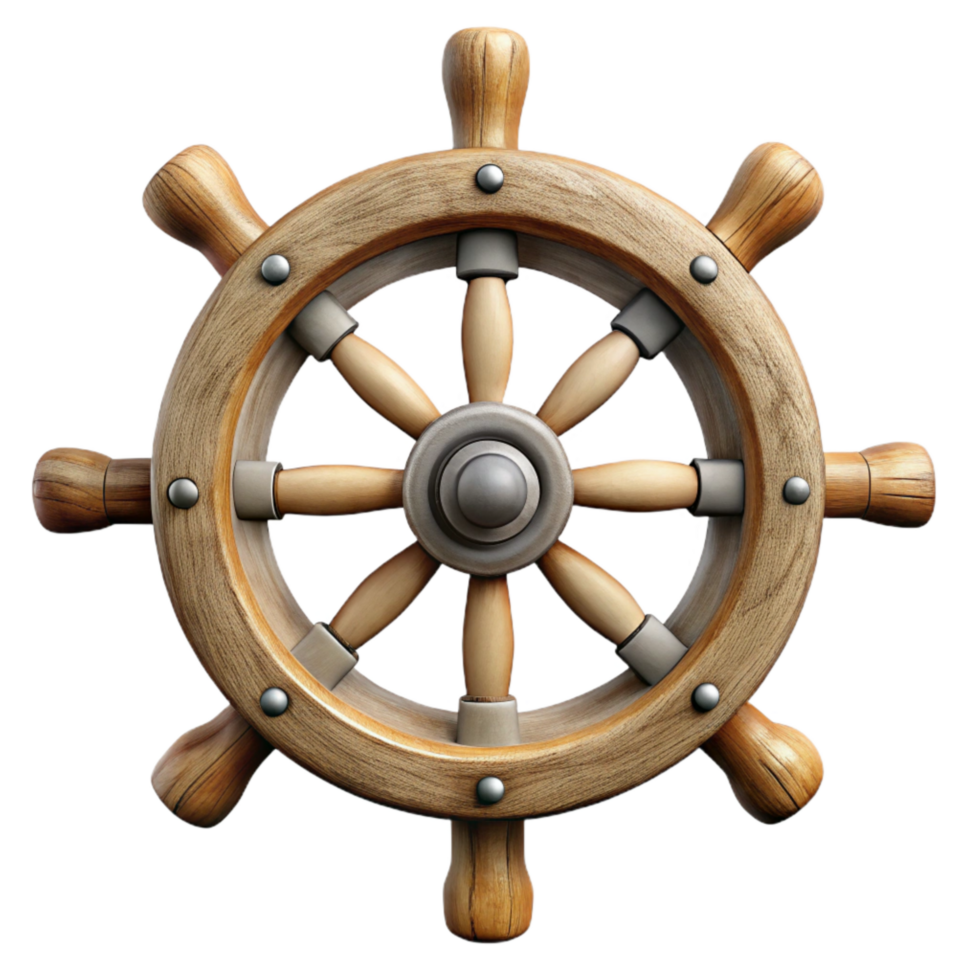 wonderful rustic Vintage Ship Wheel with Spokes Isolated Element high quality png
