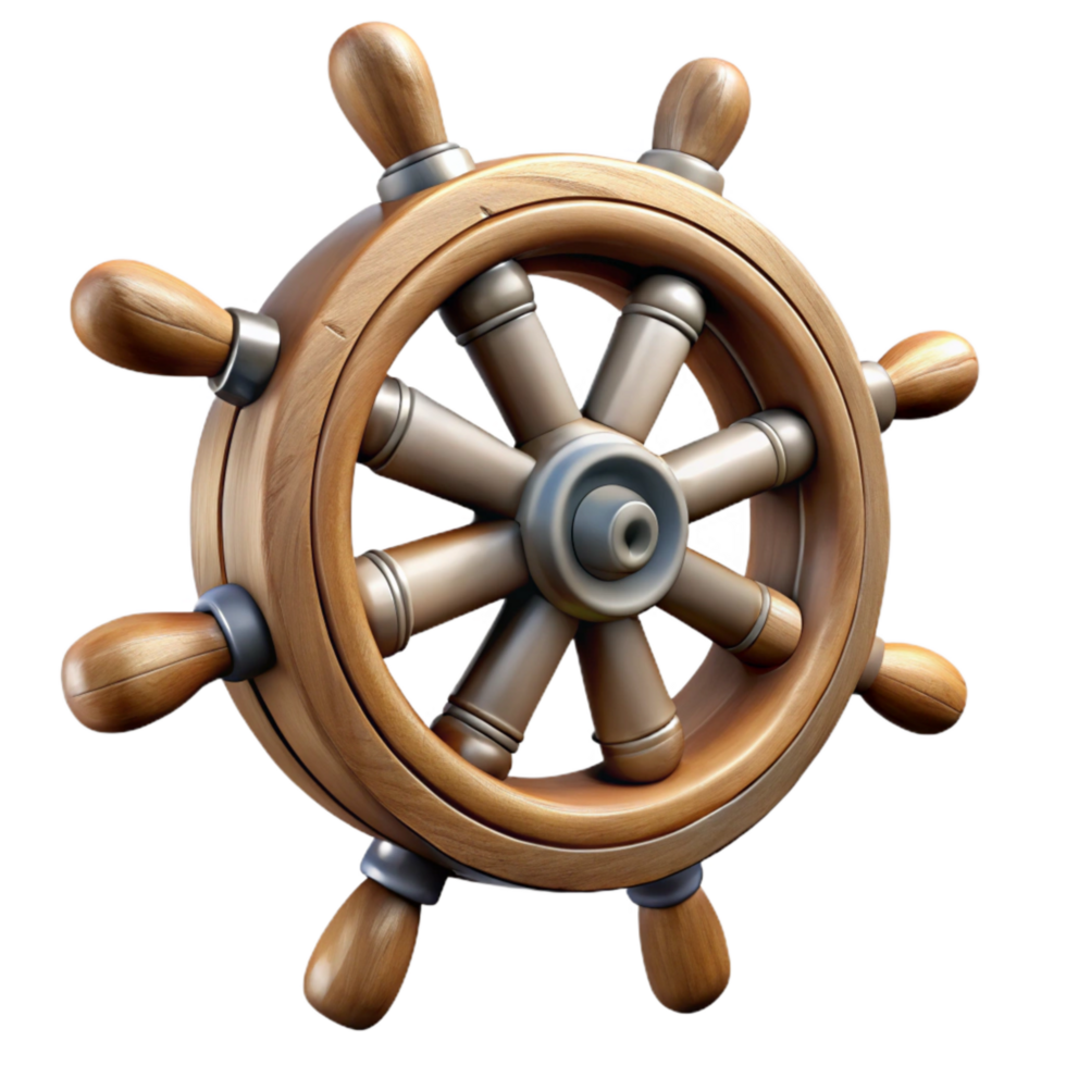 serene abstract Vintage Ship Wheel with Spokes Isolated Element authentic png