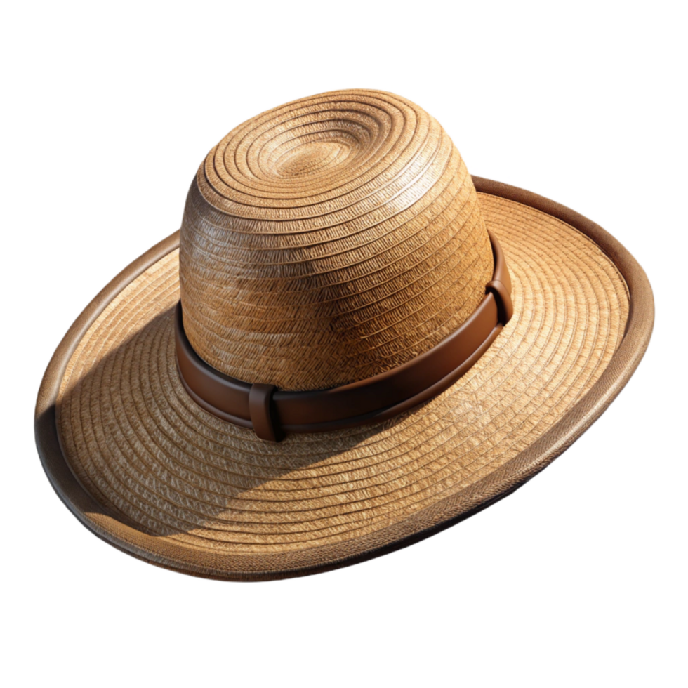 wonderful classic Vintage Style Hat Wide Brimmed Straw Cutout Transparent Background premium png