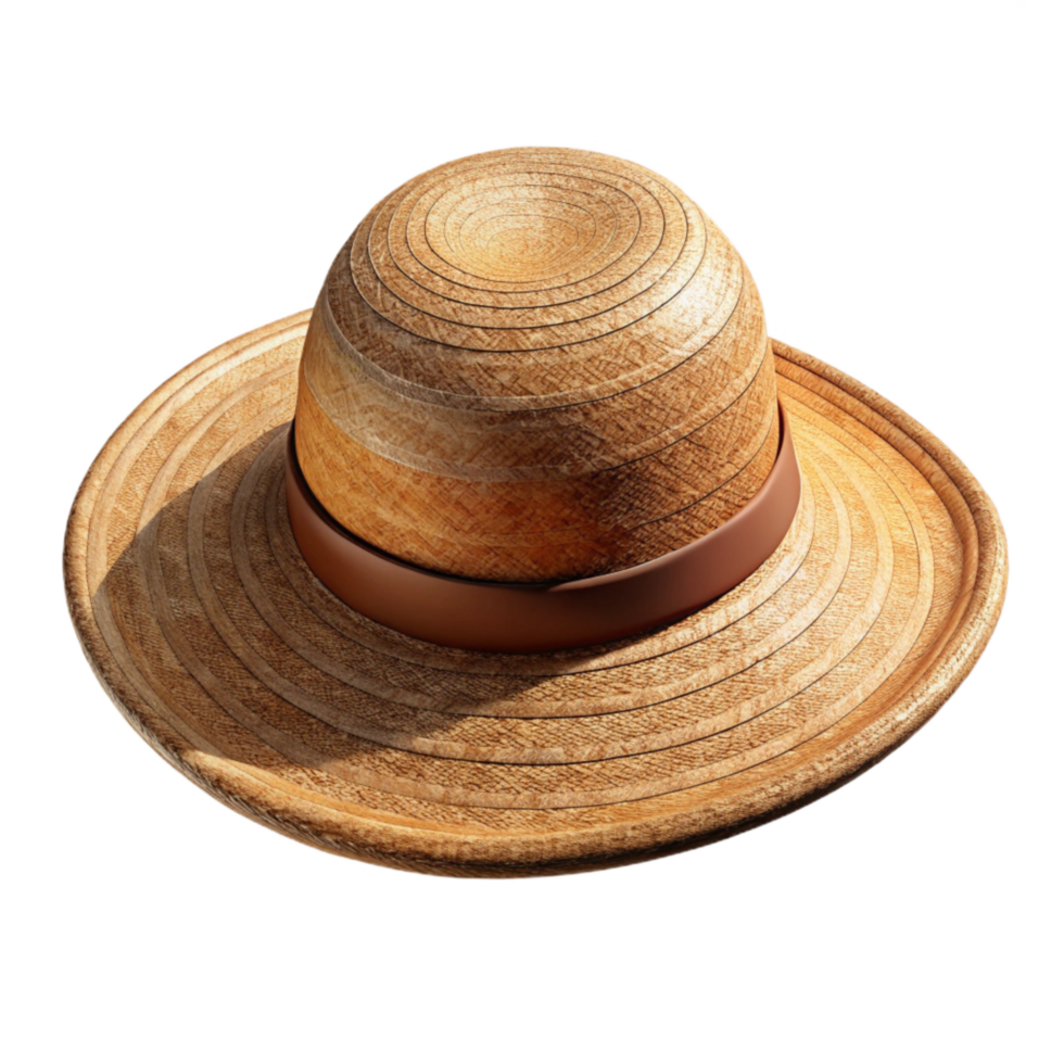 impressive classic Vintage Style Hat Wide Brimmed Straw Cutout Transparent Background professional png