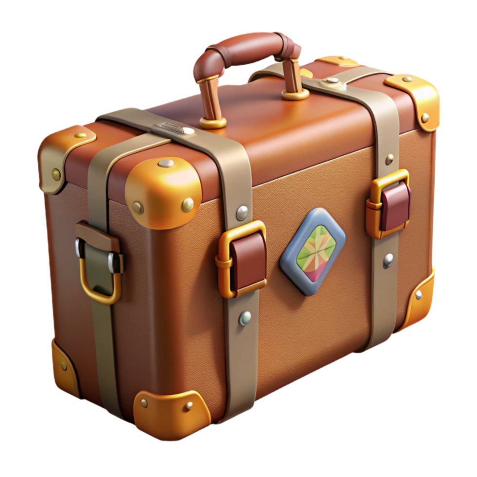 magnificent abstract Vintage Travel Suitcase with Stickers Transparent Background png