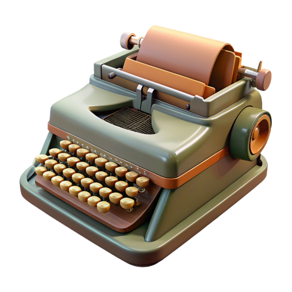 dramatic artistic Vintage Typewriter Front View Isolated on Transparent Background premium png