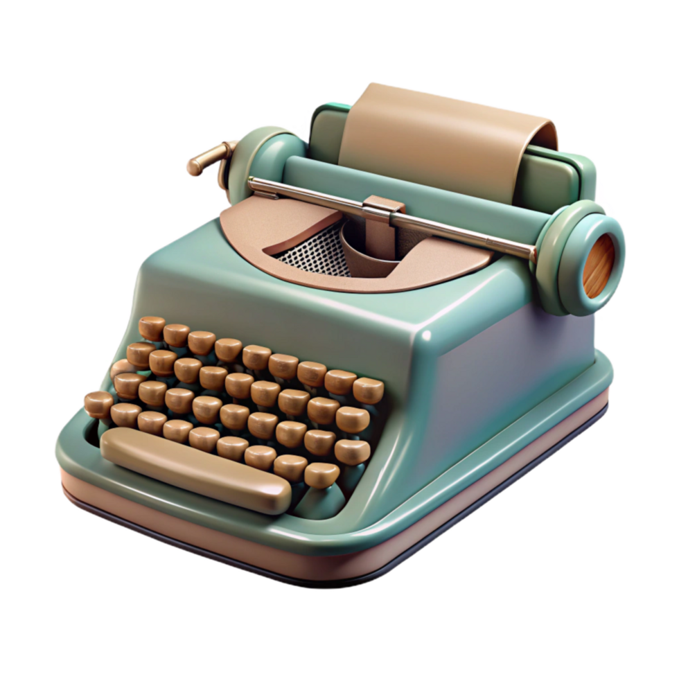 impressive vintage Vintage Typewriter Front View Isolated on Transparent Background genuine png