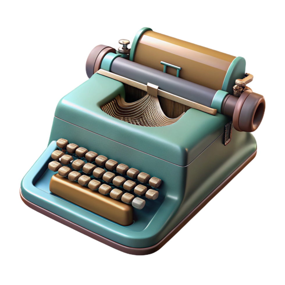 impressive classic Vintage Typewriter Front View Isolated on Transparent Background exclusive png
