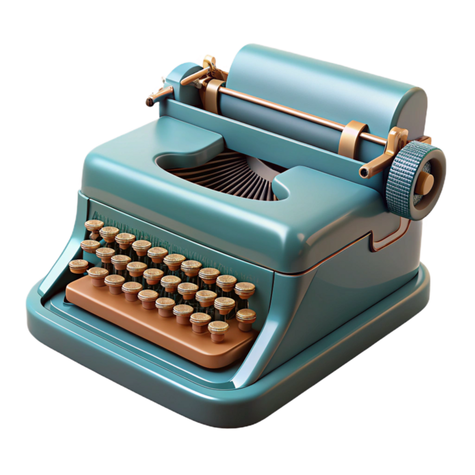 vibrant abstract Vintage Typewriter Front View Isolated on Transparent Background authentic png