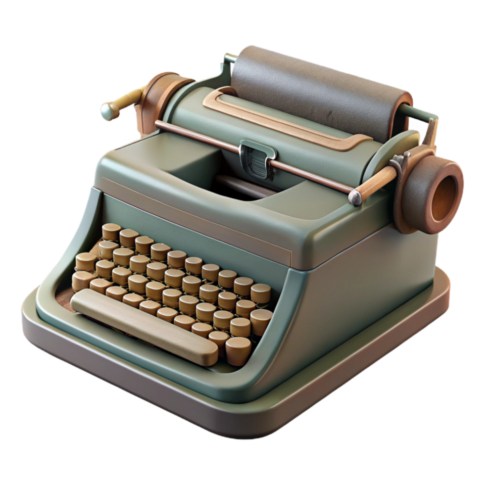 elegant traditional Vintage Typewriter Side View Isolated detailed png