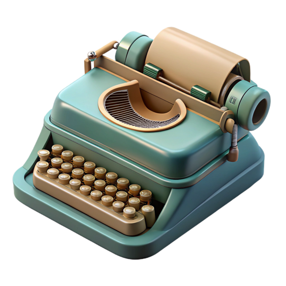 impressive traditional Vintage Typewriter Top View Isolated high resolution png
