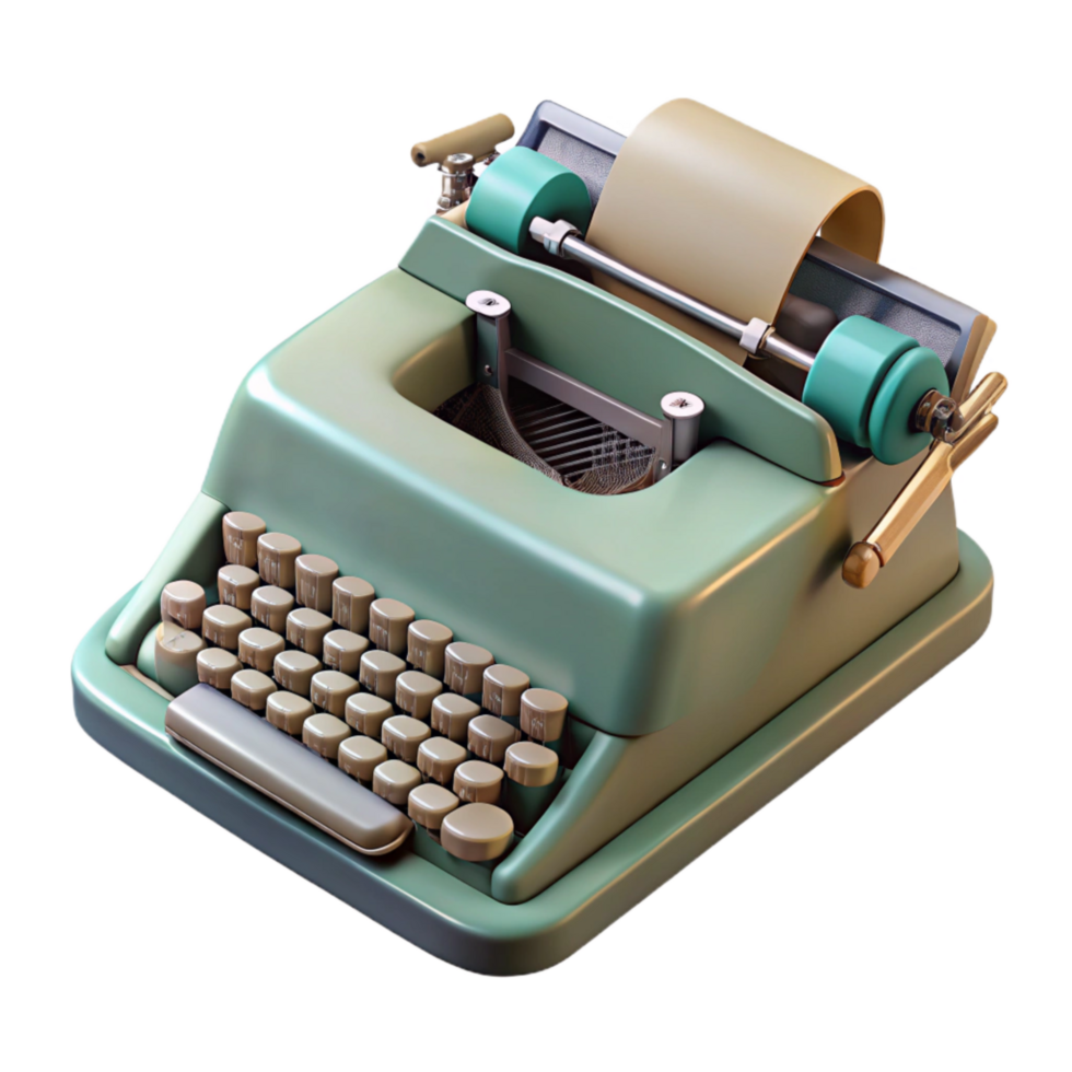 dramatic rustic Vintage Typewriter Top View Isolated high quality png