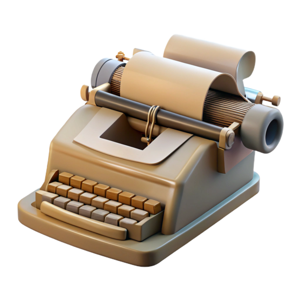 magnificent rustic Vintage Typewriter with Paper Cutout on Transparent Background high quality png