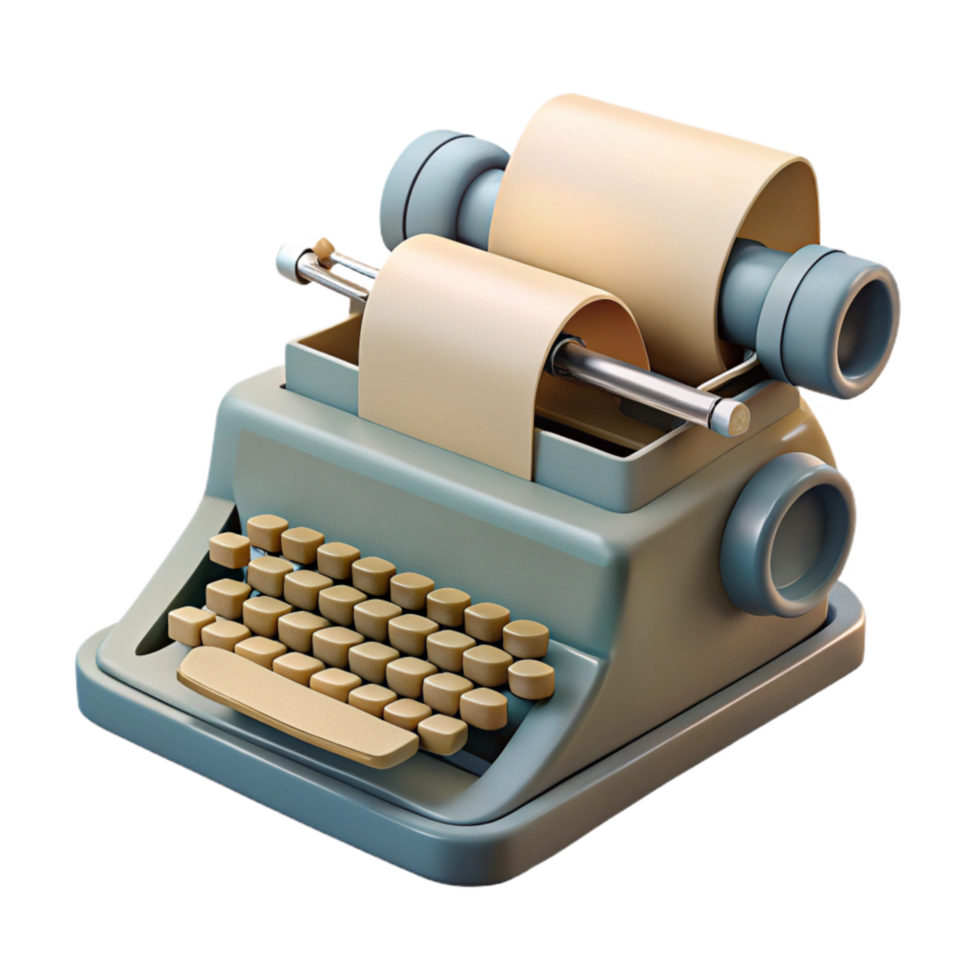 impressive traditional Vintage Typewriter with Paper Cutout on Transparent Background detailed png