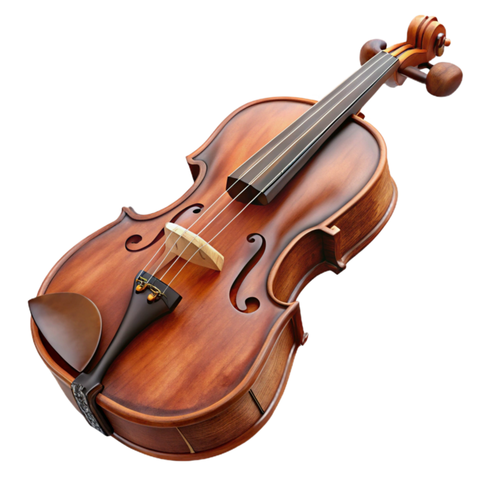 beautiful modern Violin Brown Varnish Isolated Element with Detailed Strings professional png