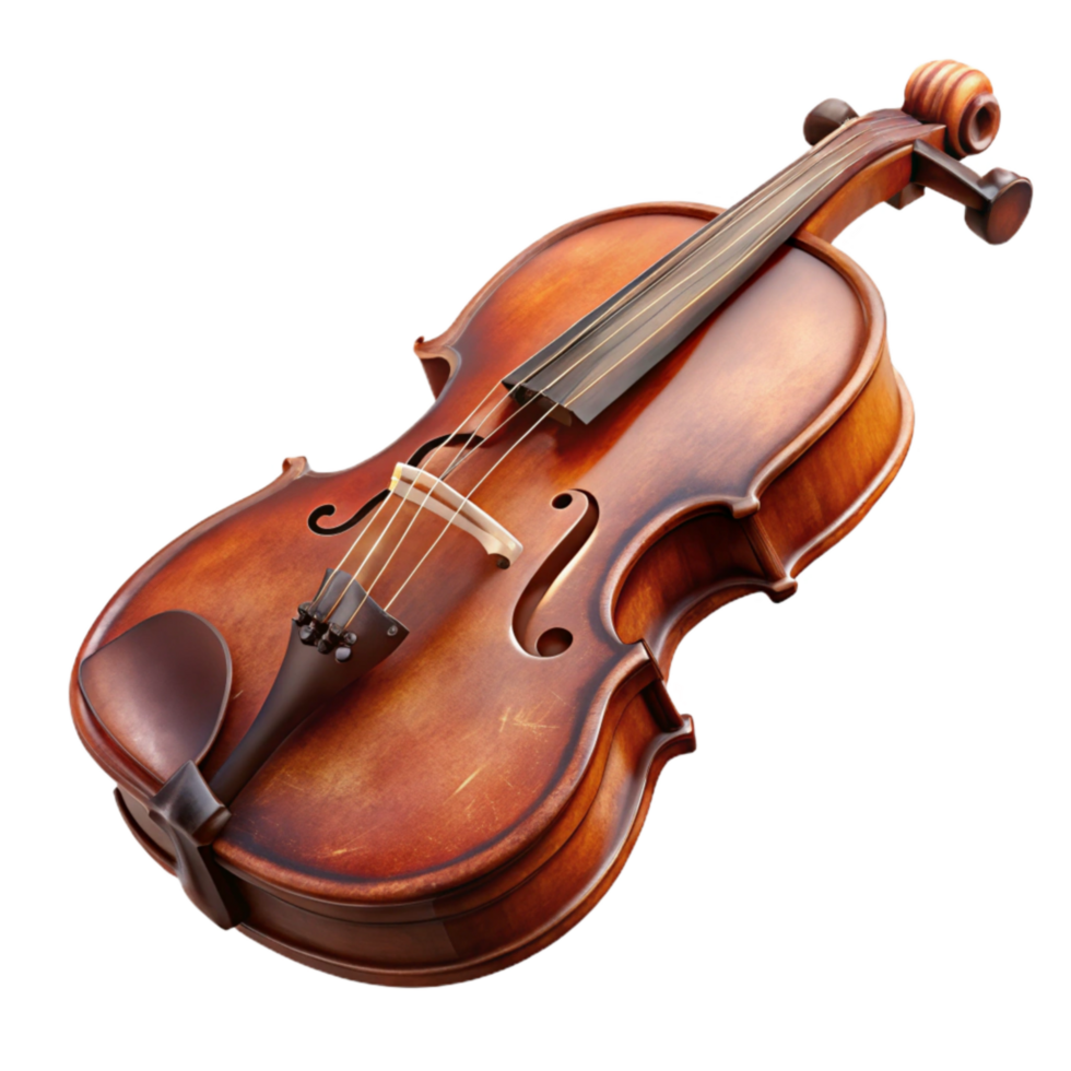 extraordinary vintage Violin Brown Varnish Isolated Element with Detailed Strings high quality png