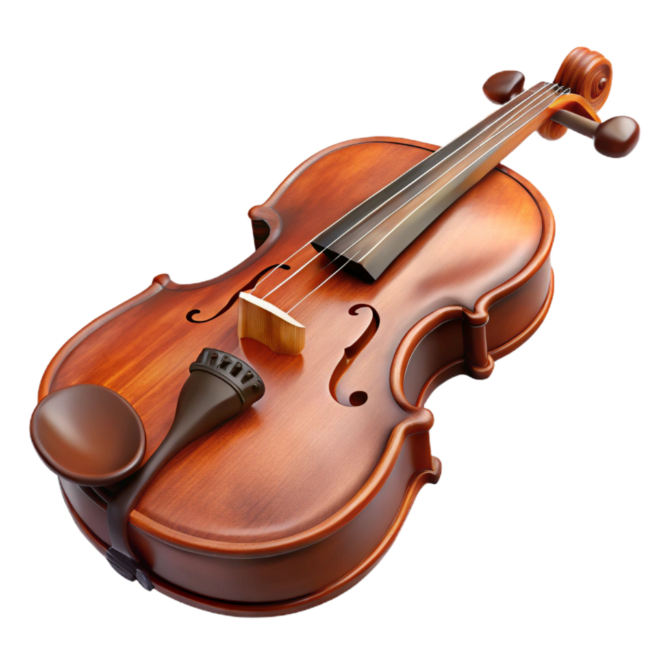 wonderful creative Violin Brown Varnish Isolated Element with Detailed Strings genuine png