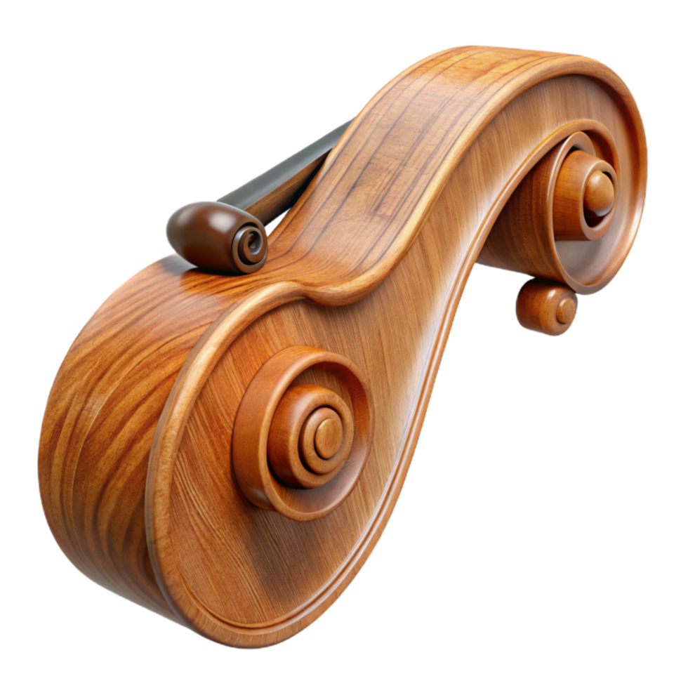 impressive artistic Violin Scroll Detail Polished Wood Cutout detailed png