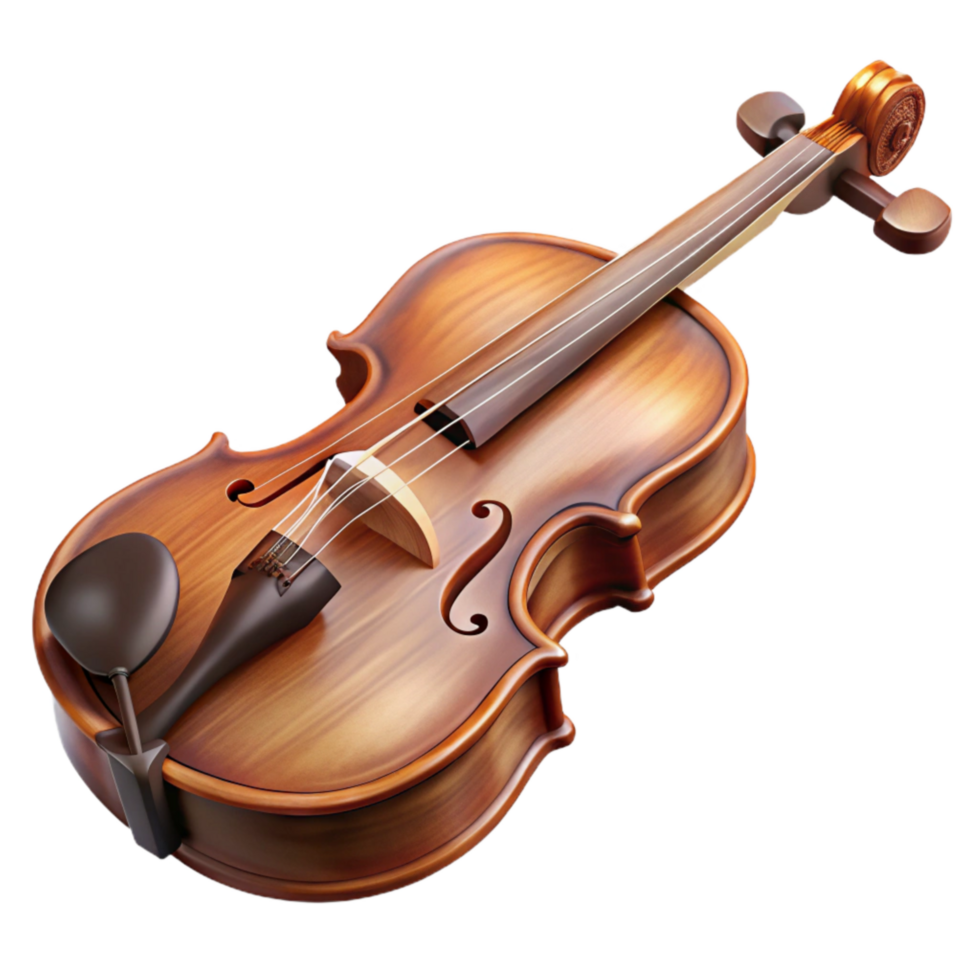 vibrant minimalist Violin with Bow Side View Isolated premium png