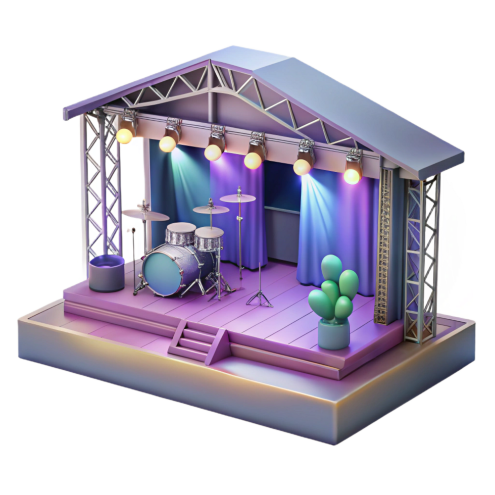 wonderful modern Virtual Concert Stage with Lights and Sound Transparent Background original png