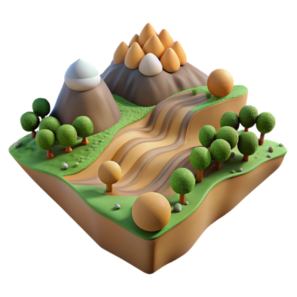 elegant contemporary Virtual Landscape with Rolling Hills Transparent Background detailed png
