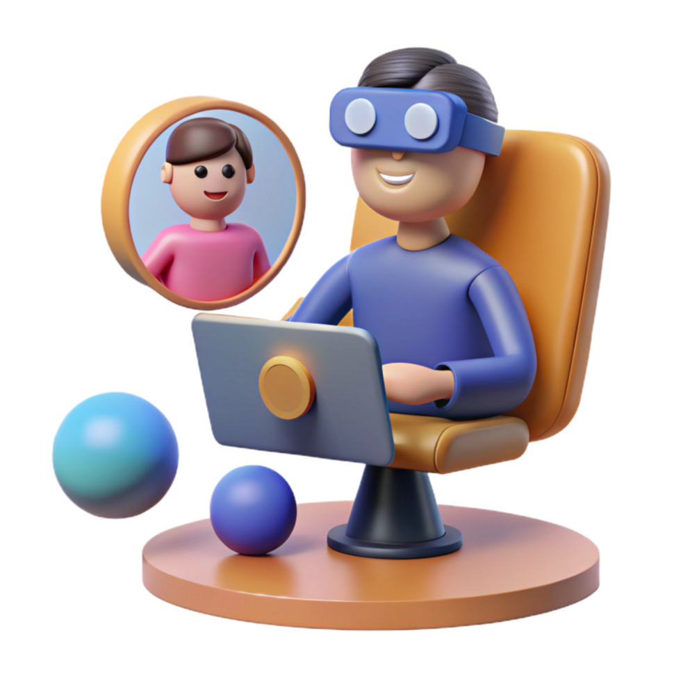 beautiful contemporary Virtual Meeting in Metaverse Cutout high resolution png